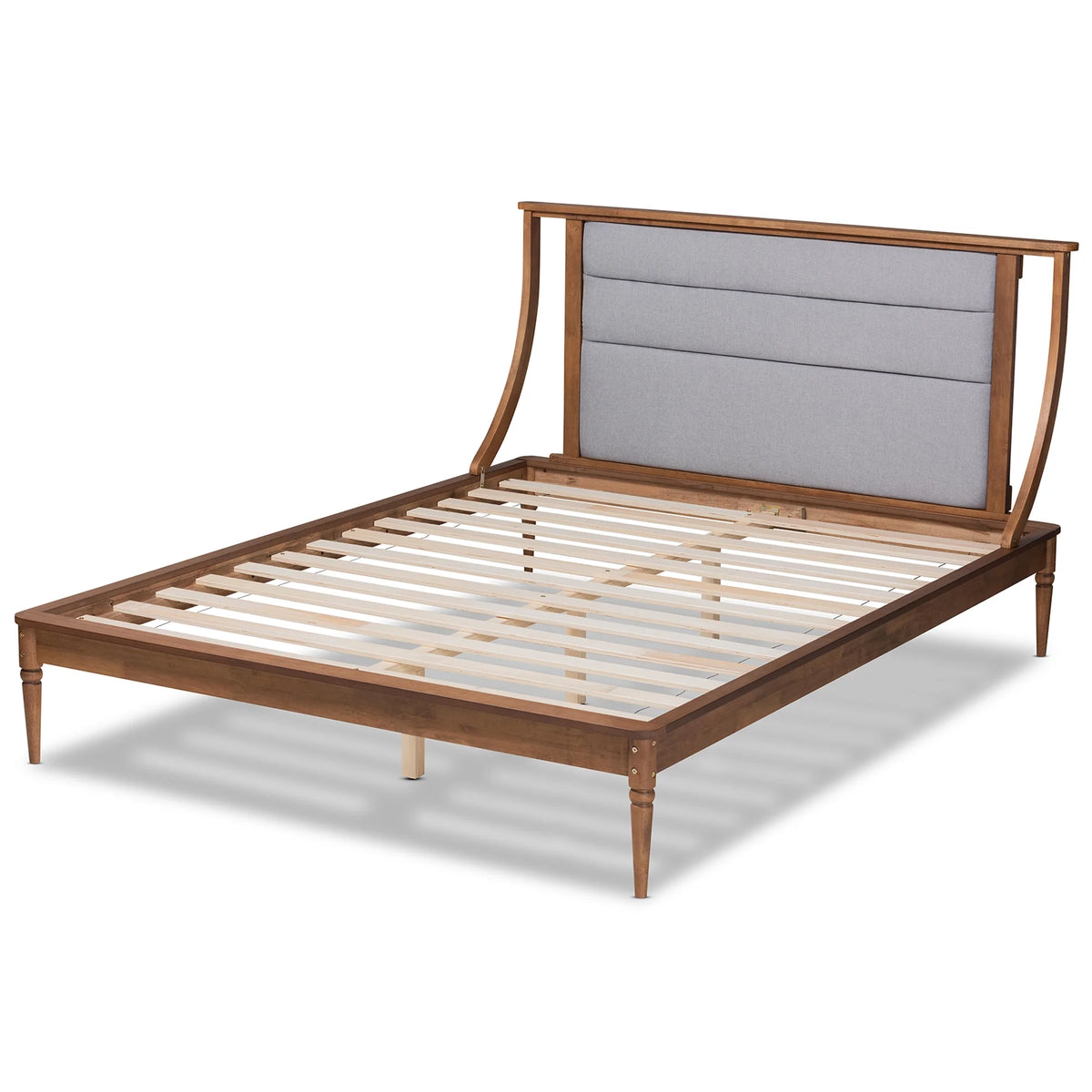 Light Grey Fabric Upholstered Queen Size Platform Bed N55650
