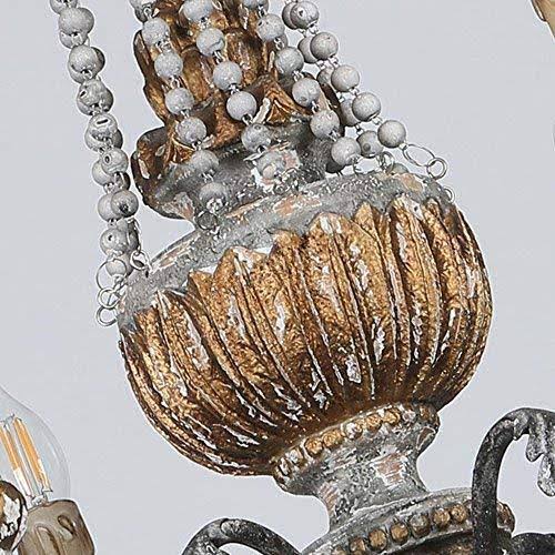 Retro Rustic 6-Light Wood Metal Crystal Candle Style Chandelier N52511