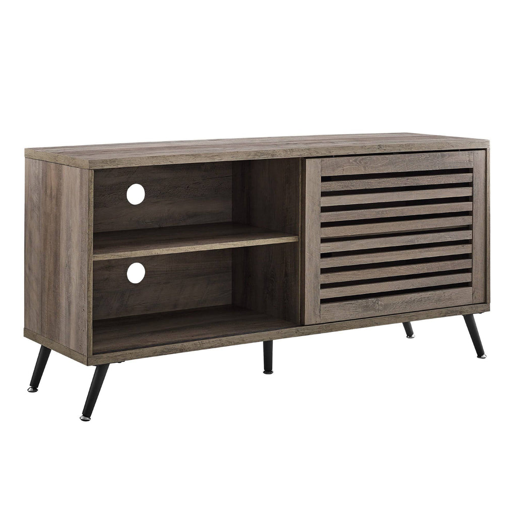 Grey Wash Sliding Slat Door TV Stand G60235