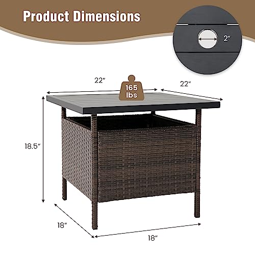 Outdoor Wicker Rattan Coffee Table with Umbrella Insert Hole O46822
