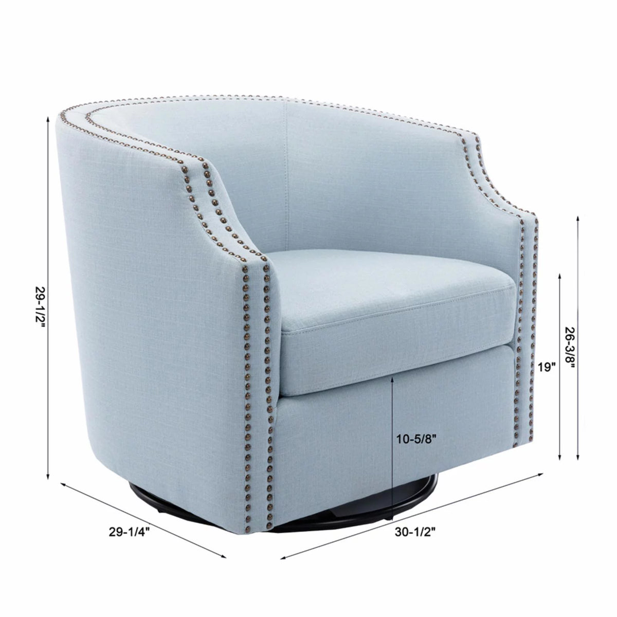 Sky Blue Polyester Linen Swivel Barrel Accent Chair I45314