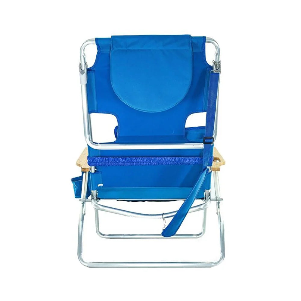 Blue Padded Outdoor Lounge Reclining Beach Chair 2 Pack B466944