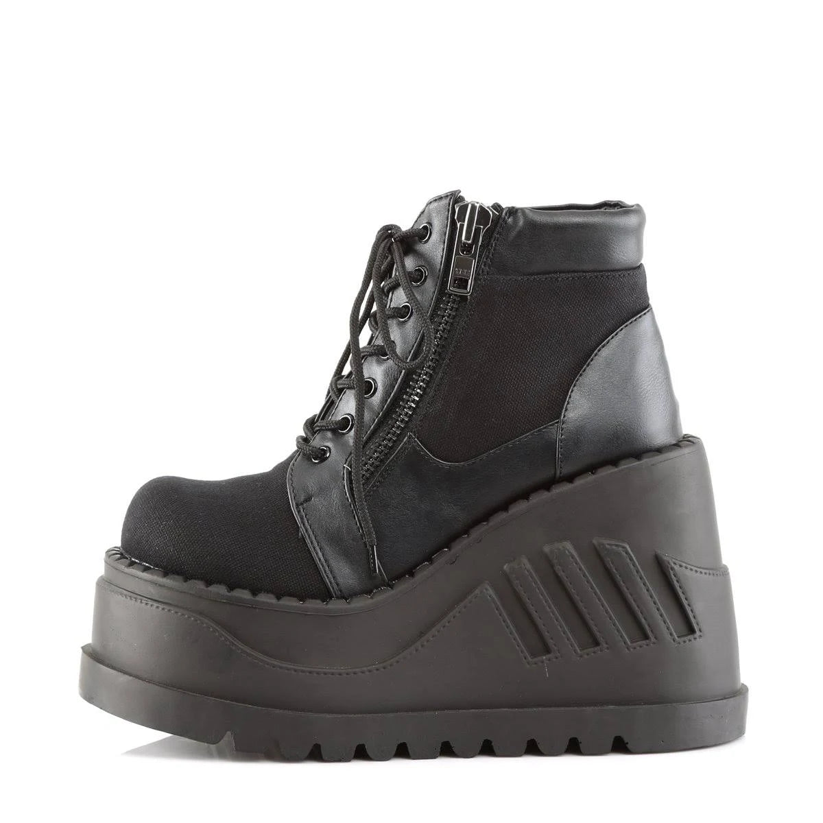 Black Canvas-Vegan Leather Stomp-10 Boots C8874
