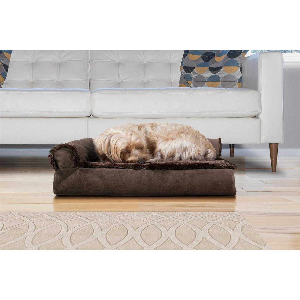 Two-Tone Faux Fur Suede Chaise Lounge Dog Bed P365226