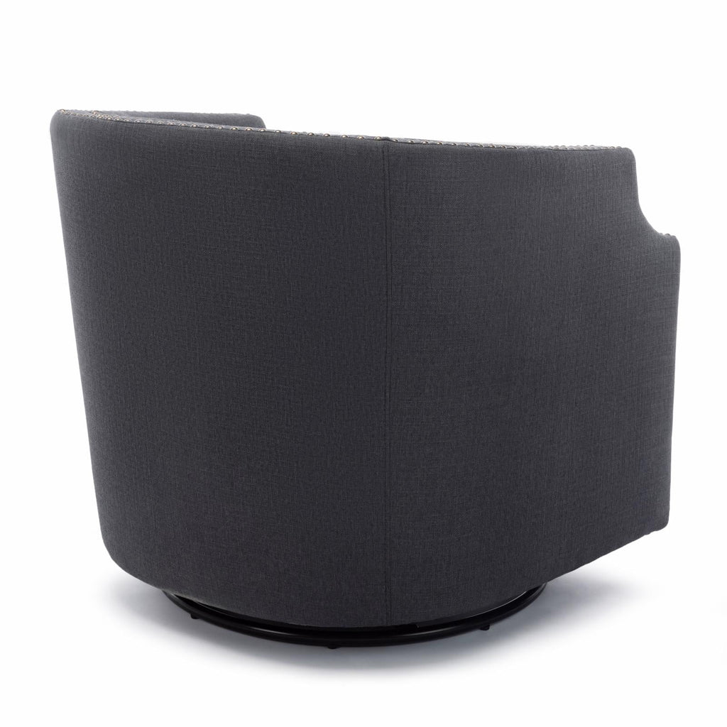 Sky Blue Polyester Linen Swivel Barrel Accent Chair I45314