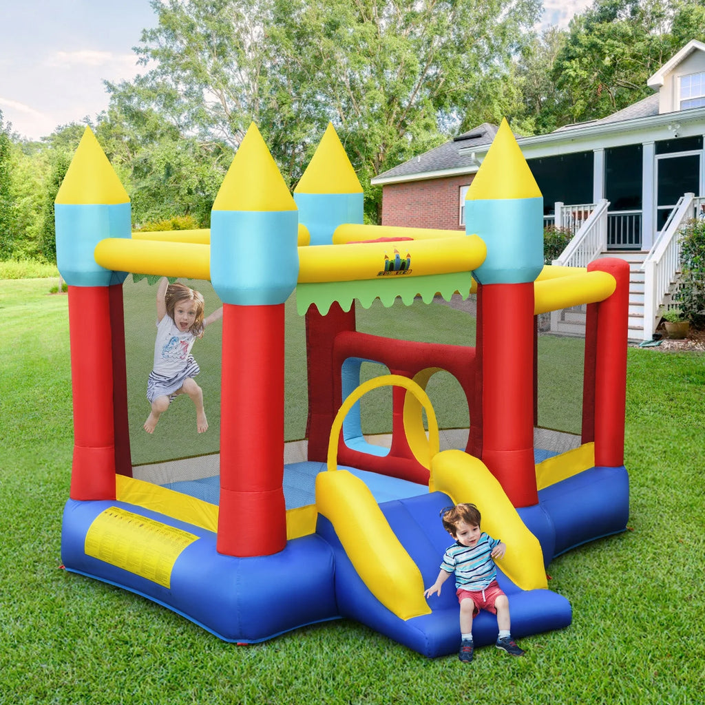 Inflatable Bounce House Slide with Tunnels Ball Pit and 480W Blower A235704