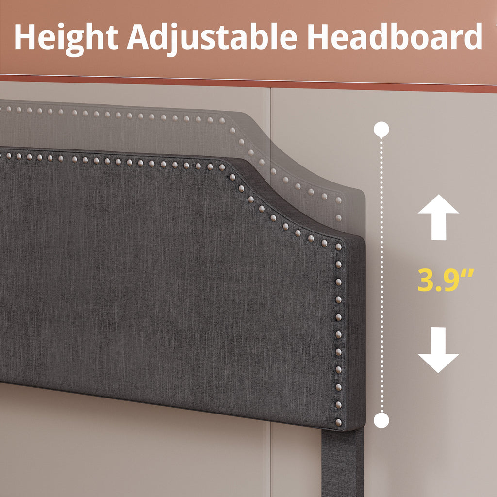 Upholstered Twin Bed Frame with Adjustable Headboard B23062