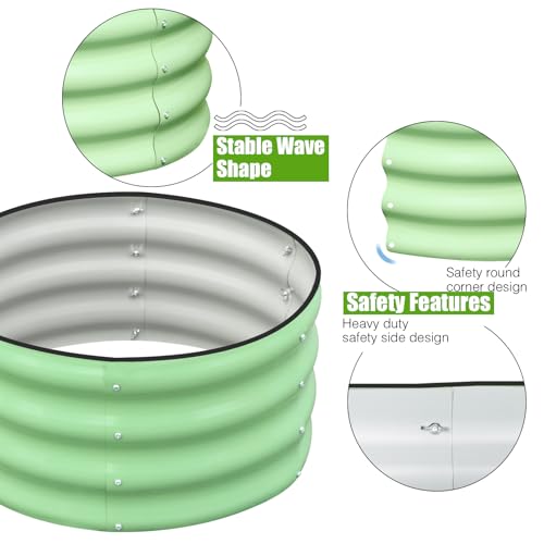 3 Pcs 2x2x1ft Round Galvanized Metal Raised Garden Bed A74348