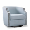 Sky Blue Polyester Linen Swivel Barrel Accent Chair I45314