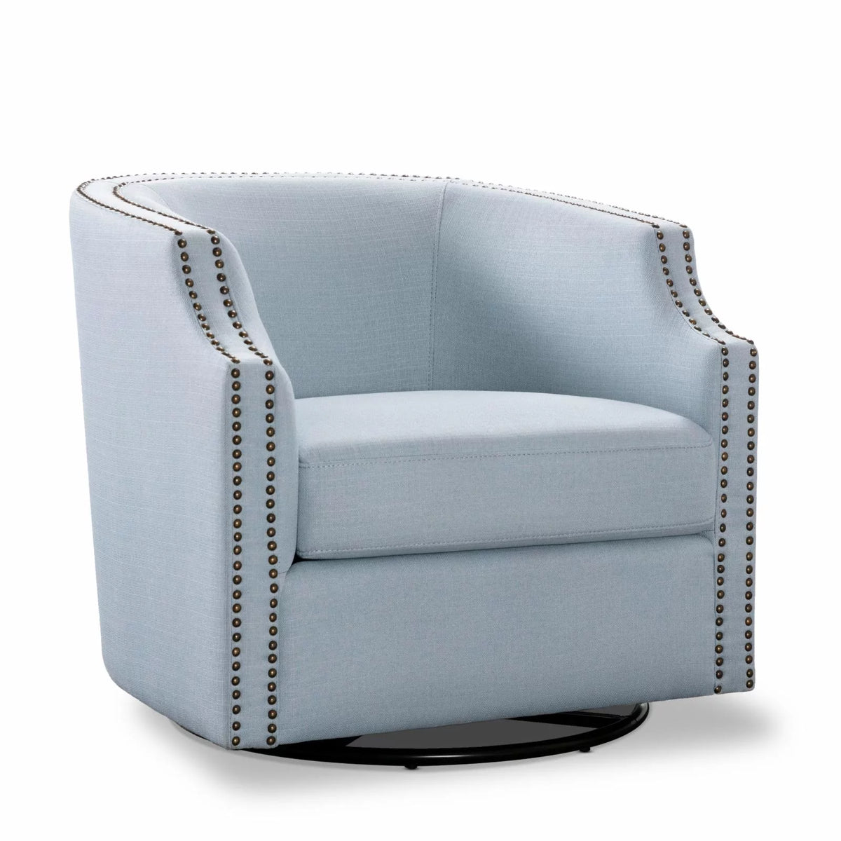 Sky Blue Polyester Linen Swivel Barrel Accent Chair I45314